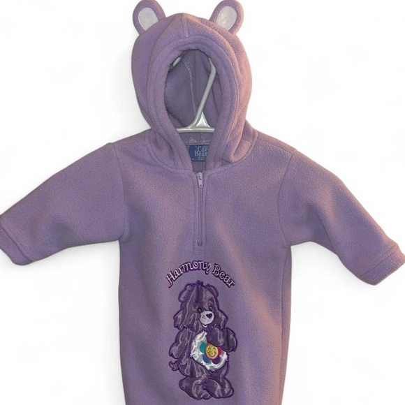 Purple Care Bears Hooded Jumpsuit Harmony Bear Baby Snowsuit One Piece with Feet